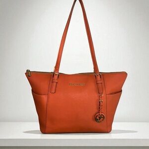 MICHAEL KORS Orange Saffiano Leather Tote
